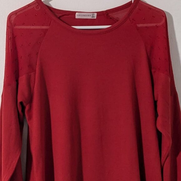 Retrology Sweater Womens Large Red Cable Knit Long Sleeve Round Neck Pullover - Picture 4 of 11